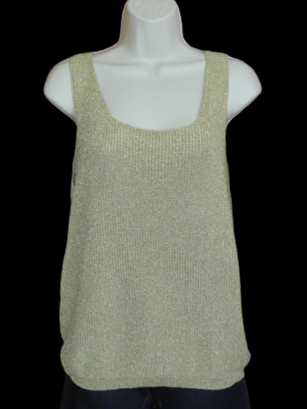 VTG Effeci Gold Metallic Knit Sleeveless Scoop Neck Tank Top Hong Kong Size L